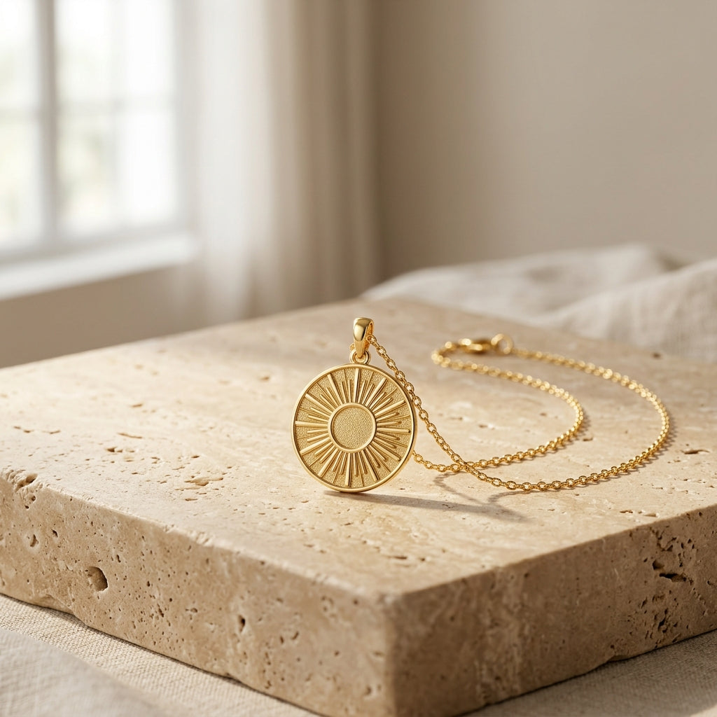 The Vintage Sunburst Medallion Necklace 18K Gold